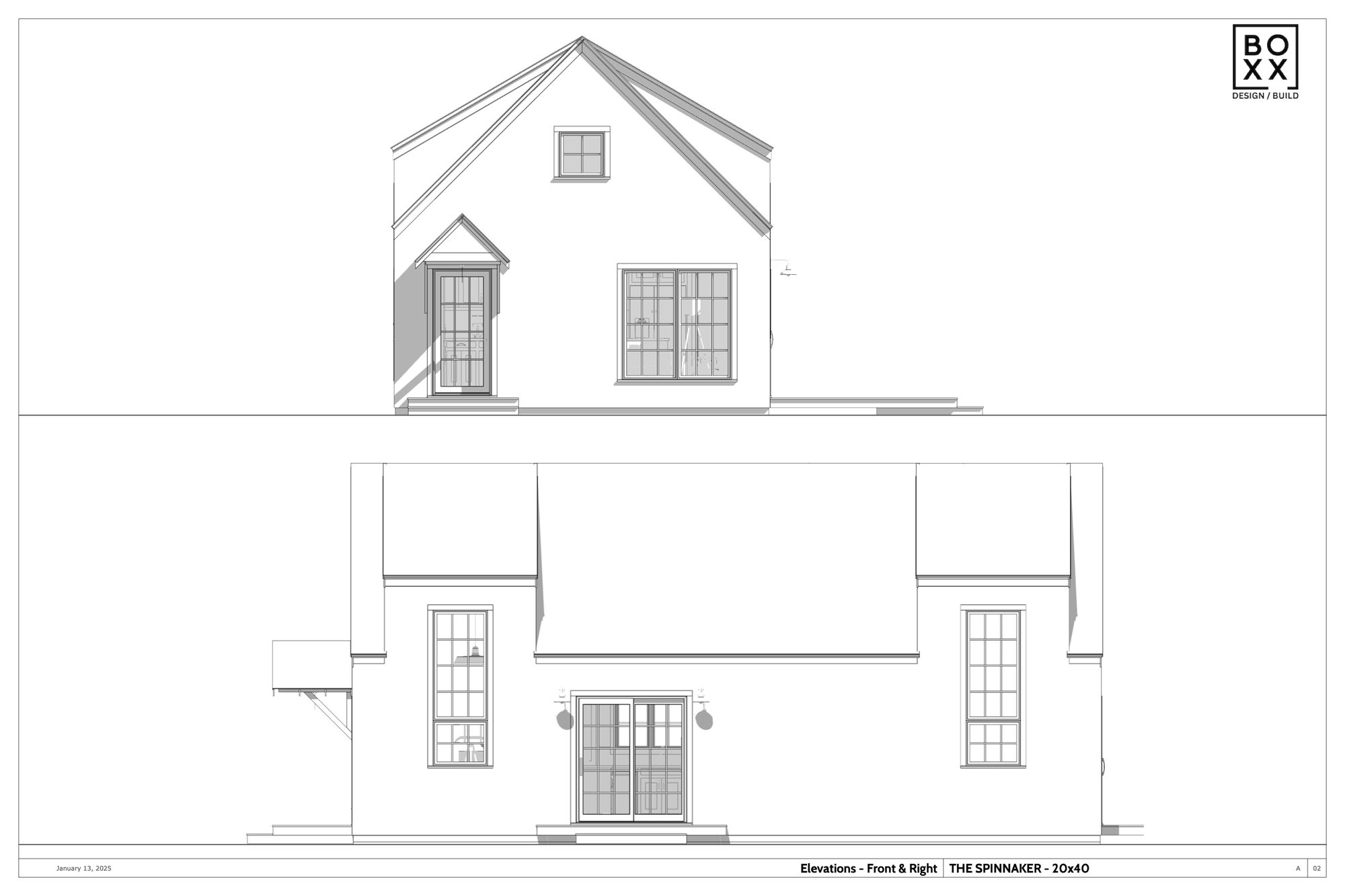 The Spinnaker — front and right elevations